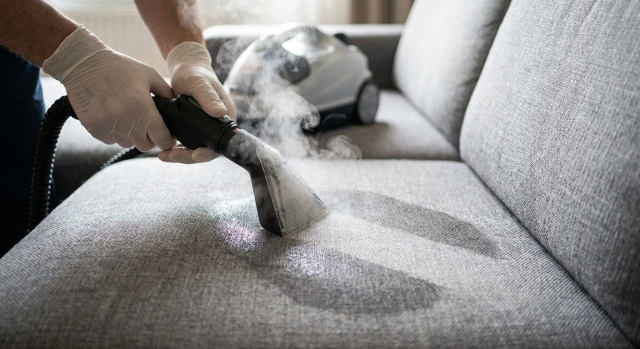 Nettoyage vapeur d’un textile d’ameublement à domicile